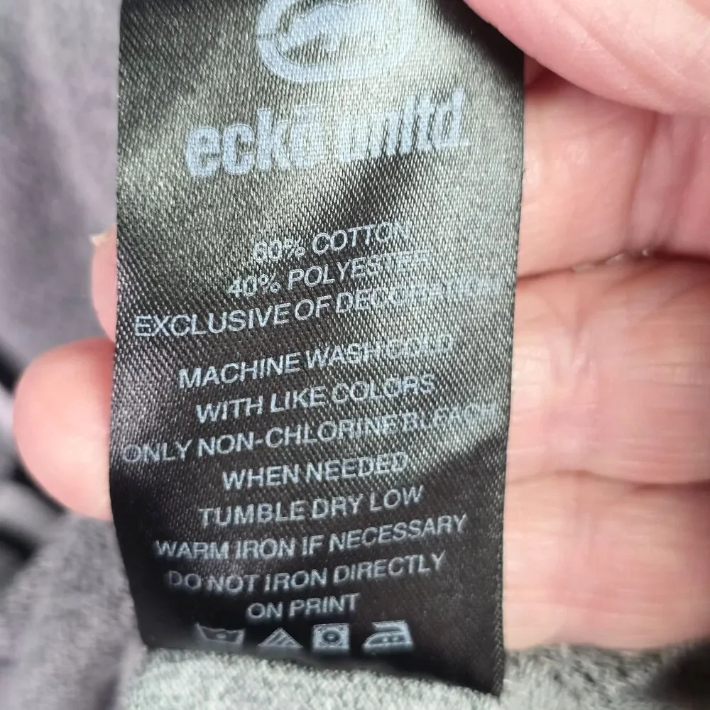 Ecko Unltd Short Sleeve Hoodie Medium Gray White Streetwear Pullover Colorblock